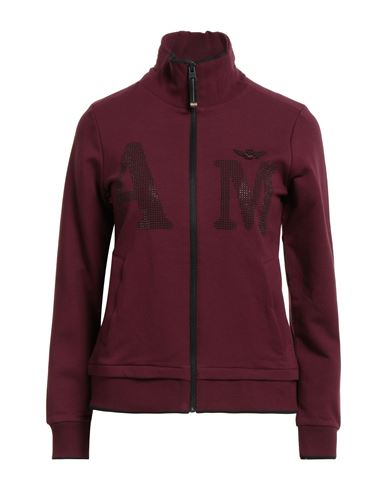 Shop Aeronautica Militare Woman Sweatshirt Plum Size Xs Cotton, Elastane