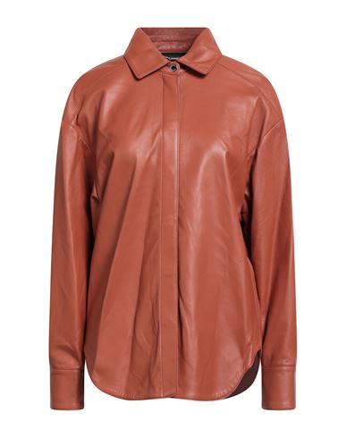 Moorer Woman Shirt Tan Size 4 Leather In Red