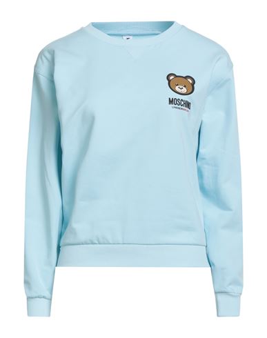 Moschino Underwear Woman Sweatshirt Sky Blue Size L Cotton, Elastane