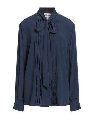 Shop Semicouture Woman Shirt Navy Size 10 Acetate, Silk