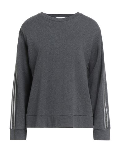 Peserico Woman Sweatshirt Charcoal Size 8 Cotton, Nylon, Silk, Elastane