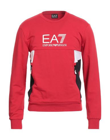 Ea7 Man Sweatshirt Red Size Xxl Cotton, Polyester, Elastane In Red