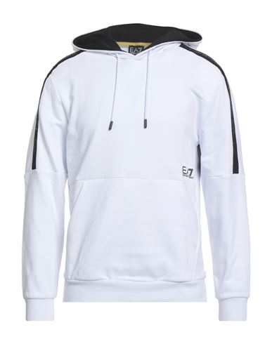 Ea7 Man Sweatshirt White Size Xxl Cotton, Polyester, Elastane In White