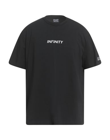 Ea7 Logo-print Cotton-blend T-shirt In Black