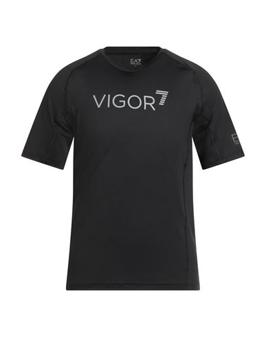 Ea7 Man T-shirt Black Size Xl Polyester, Elastane In Black