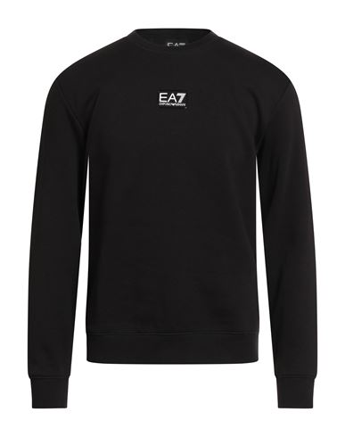 Ea7 Man Sweatshirt Black Size 3xl Cotton, Polyester, Elastane In Black