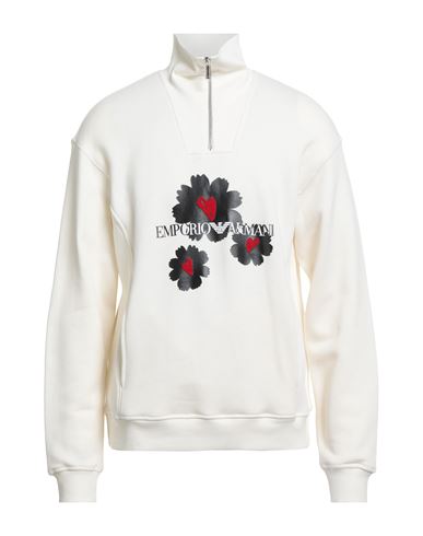 Emporio Armani Man Sweatshirt Cream Size M Cotton, Elastane In Neutral