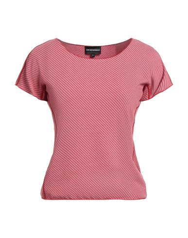 Emporio Armani Woman T-shirt Red Size L Viscose, Polyester, Elastane In Red