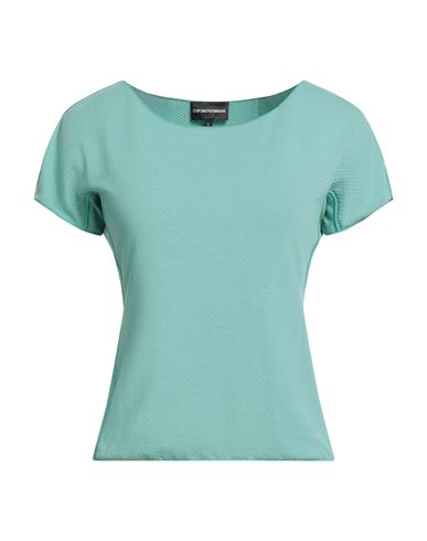Emporio Armani Woman T-shirt Turquoise Size M Viscose, Polyester, Elastane In Green