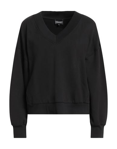 Emporio Armani Woman Sweatshirt Black Size L Cotton, Elastane In Multi