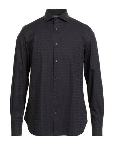 Emporio Armani Man Shirt Navy Size L Cotton In Blue
