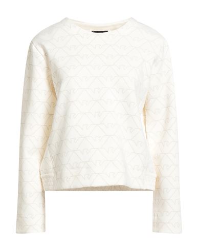 Emporio Armani Woman Sweatshirt Cream Size L Cotton, Polyester, Elastane In Multi