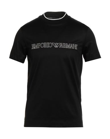 Emporio Armani Man T-shirt Black Size M Lyocell, Cotton In Black