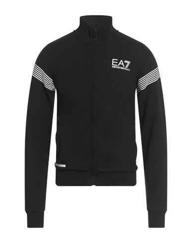 Ea7 Man Sweatshirt Black Size 3xl Cotton, Polyester, Elastane In Multi