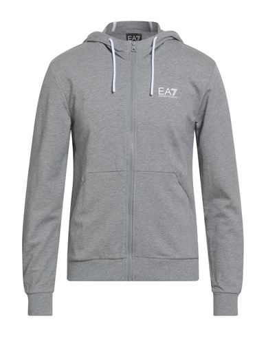 Ea7 Man Sweatshirt Light Grey Size Xxl Cotton, Elastane In Multi