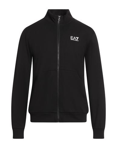 Ea7 Man Sweatshirt Black Size Xl Cotton, Elastane In Multi