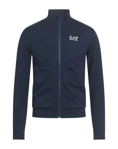 Ea7 Man Sweatshirt Navy Size Xl Cotton, Elastane In Multi