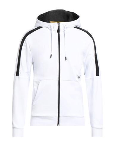 Ea7 Man Sweatshirt White Size L Cotton, Polyester, Elastane In Multi