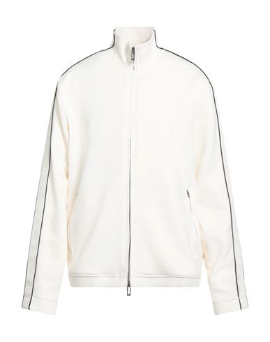 Emporio Armani Man Sweatshirt Cream Size L Cotton, Polyester, Elastane In White