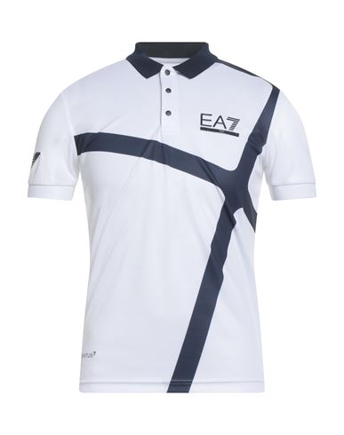Ea7 Man Polo Shirt White Size 3xl Polyester, Elastane In White