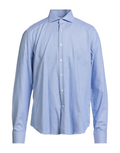 Ghirardelli Man Shirt Azure Size 17 Cotton In Blue