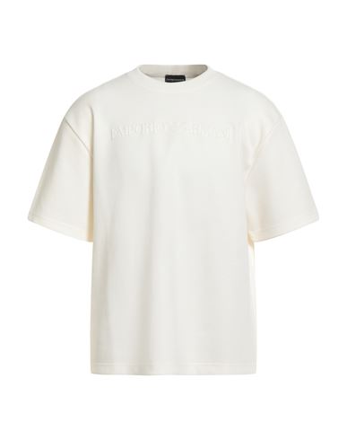 Emporio Armani Man T-shirt Cream Size L Cotton In White