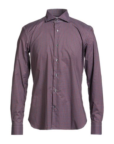 Borsa Man Shirt Burgundy Size 17 ½ Cotton