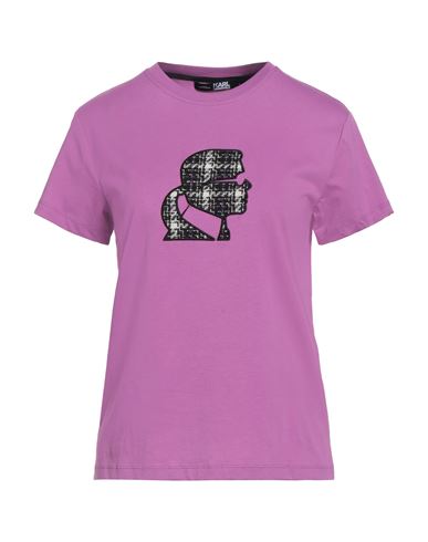Karl Lagerfeld Woman T-shirt Mauve Size S Organic Cotton In Purple