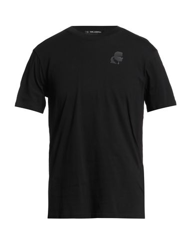 Karl Lagerfeld Man T-shirt Black Size S Organic Cotton In Black