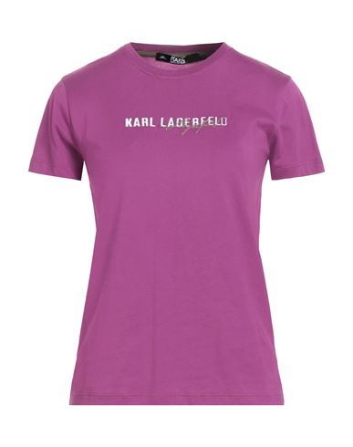 Karl Lagerfeld Woman T-shirt Mauve Size S Organic Cotton