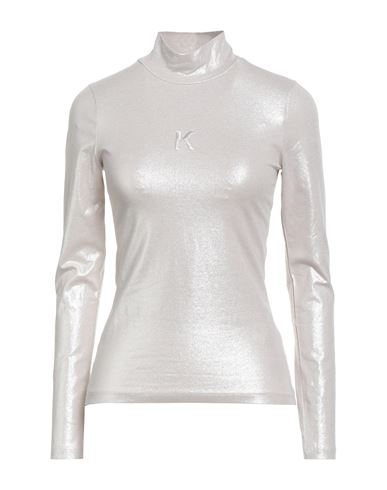 Karl Lagerfeld Woman T-shirt Light Grey Size S Organic Cotton, Elastane In White