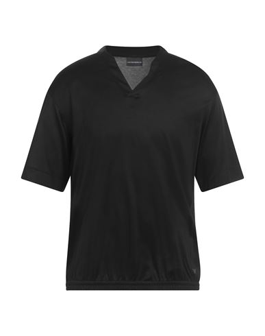 Emporio Armani Man T-shirt Black Size L Lyocell, Cotton In Black