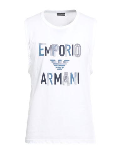 Emporio Armani Man Tank Top White Size M Cotton, Elastane In White