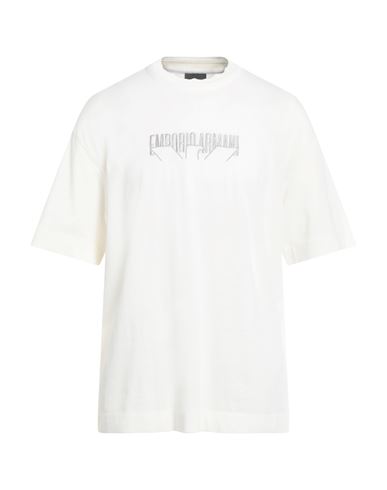 Emporio Armani Man T-shirt Cream Size L Cotton In White