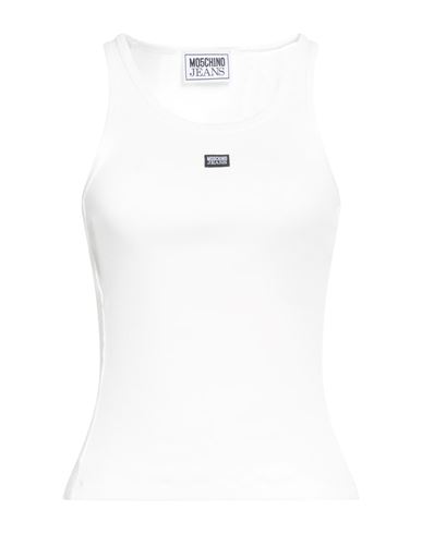 Moschino Jeans Woman Tank Top White Size L Cotton