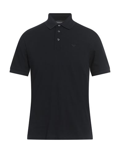 Emporio Armani Man Polo Shirt Midnight Blue Size M Cotton In Black