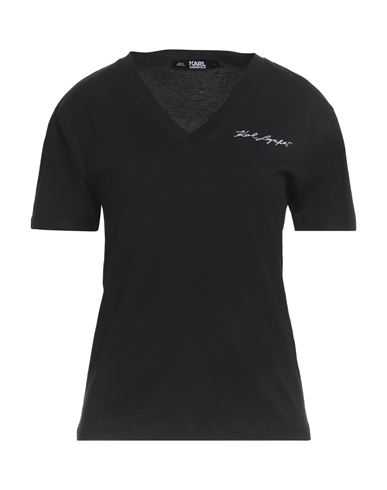 Karl Lagerfeld Woman T-shirt Black Size L Organic Cotton