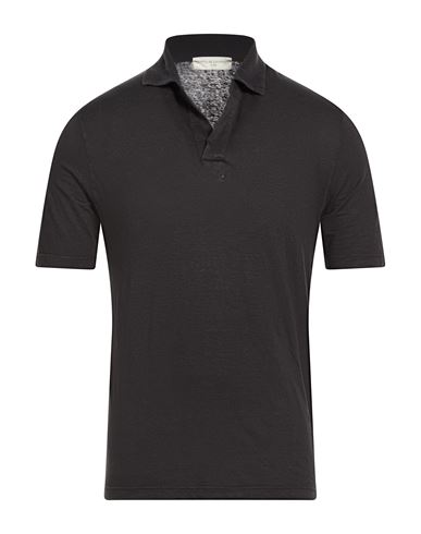 Filippo De Laurentiis Man Polo Shirt Charcoal Size 44 Linen, Elastane In Black