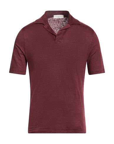 Filippo De Laurentiis Man Polo Shirt Burgundy Size 42 Linen, Elastane In Burgundy