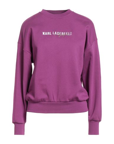 Karl Lagerfeld Woman Sweatshirt Mauve Size L Organic Cotton In Purple