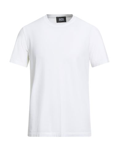 Alpha Studio Man T-shirt White Size 48 Cotton, Elastane In White