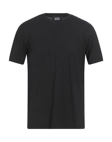 Alpha Studio Man T-shirt Black Size 48 Cotton, Elastane In Black