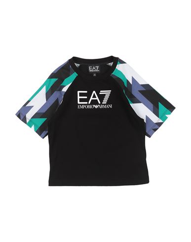 Ea7 Toddler Boy T-shirt Black Size 6 Cotton In Black