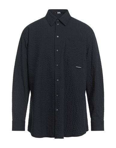 Karl Lagerfeld Man Shirt Midnight Blue Size M Polyester, Viscose, Elastane