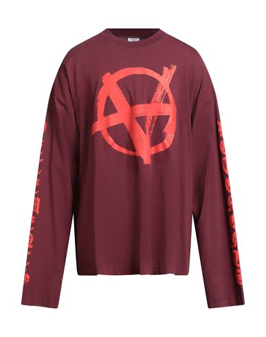 Vetements Man T-shirt Burgundy Size L Cotton, Elastane In Red