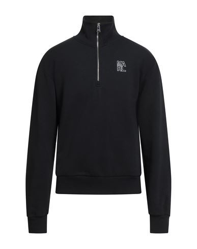 Karl Lagerfeld Man Sweatshirt Black Size L Organic Cotton, Polyester In Black