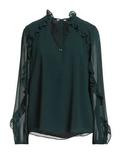 Calvin Klein Woman Top Dark Green Size L Polyester In Green
