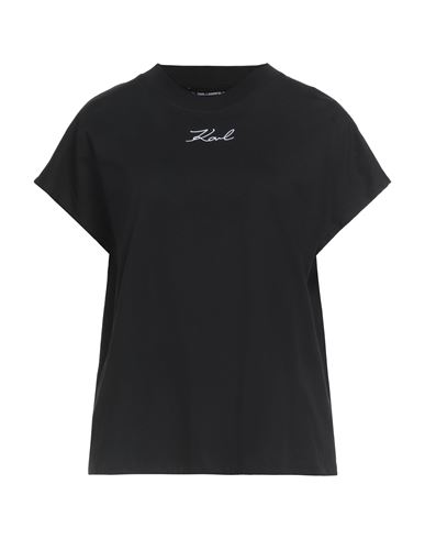 Karl Lagerfeld Woman T-shirt Black Size L Organic Cotton