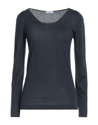 Brunello Cucinelli Woman Sweater Navy Size Xxl Cashmere, Silk In Blue