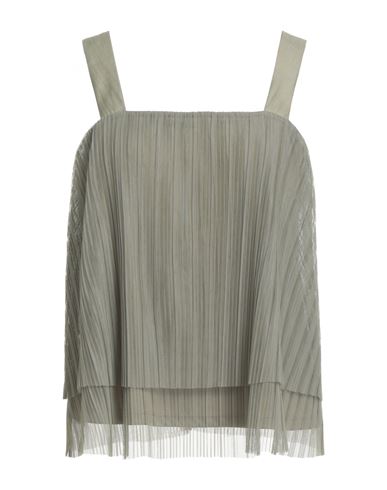 Dkny Woman Top Khaki Size M Polyester, Lyocell In Gray